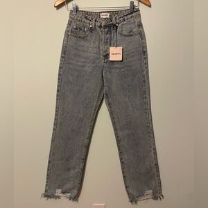 superdown Straight Raw Hem Jeans Light Blue Size 25